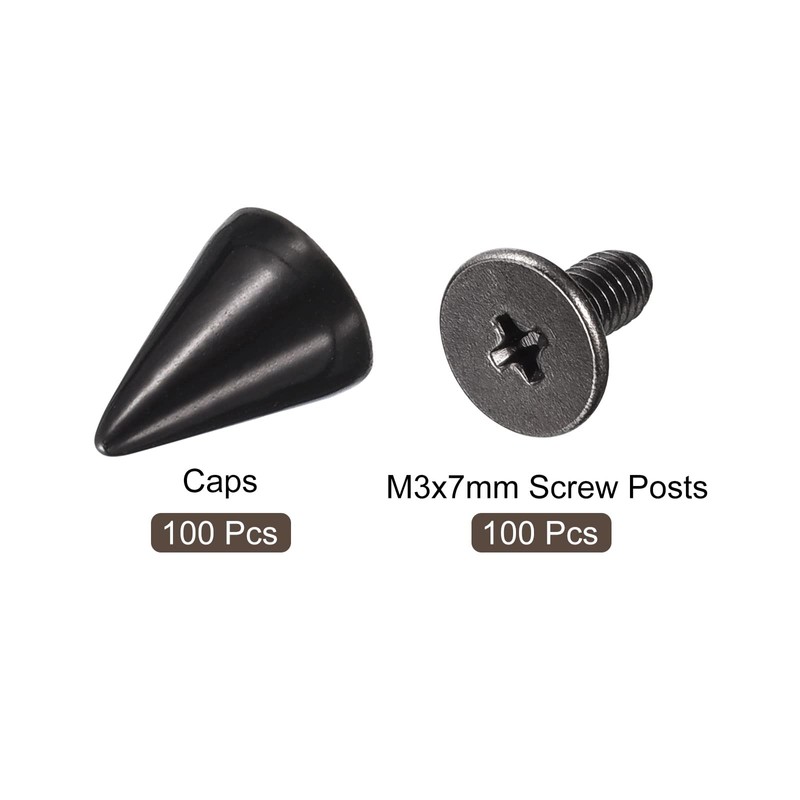 QUARKZMAN 100 Sets Punk Rivets Decorative Cones Tips Rivets 7
