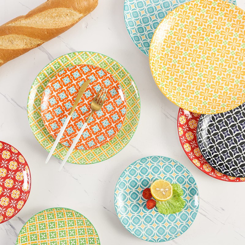 Metahom 10" Ceramic Dinner Plates, Porcelain Dessert Salad Plate Set,