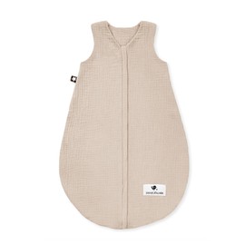 Julius Zöllner Muslin Summer Sleeping Bag, Sand, Size 70, Made of Soft Muslin Cotton, Safe and Tested for Harmful Substances, Ideal for Warm Summer Nights