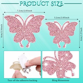 Frienda 8 Pcs Butterfly Car Decals for Women Crystal Rhinestone Bling Butterfly Stickers Butterfly Stickers Car Accessories for Women(Pink)