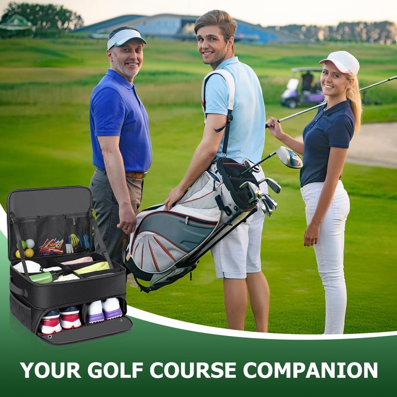 Misoda Golf Trunk Organizer with Shoe Storage, 2-Pair Capacity, Multi-Compartment