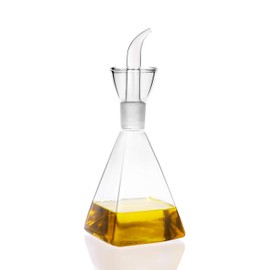 HAIZEEN Botella dispensadora de aceite de oliva de cristal transparente de 250 ml – Aceite y vinagre con vertedores y no necesita embudo – Decantador de aceite de oliva para cocina y barbacoa