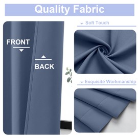 Simplebrand Ava Denim Blue Blackout Curtains for Bedroom, 72 Inch Length, 2 Panels, Privacy Thermal Insulated Rod Pocket Curtains for Patio, French Door, W40 x L72 Inch