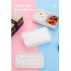 Bento Lunch Box, Reusable Container (White, Double Compartment)