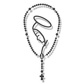 Religious Gifts The Blessed Virgin Saint Mary Madonna Rosary Metallic Auto Decal, 4 3/4 Inch