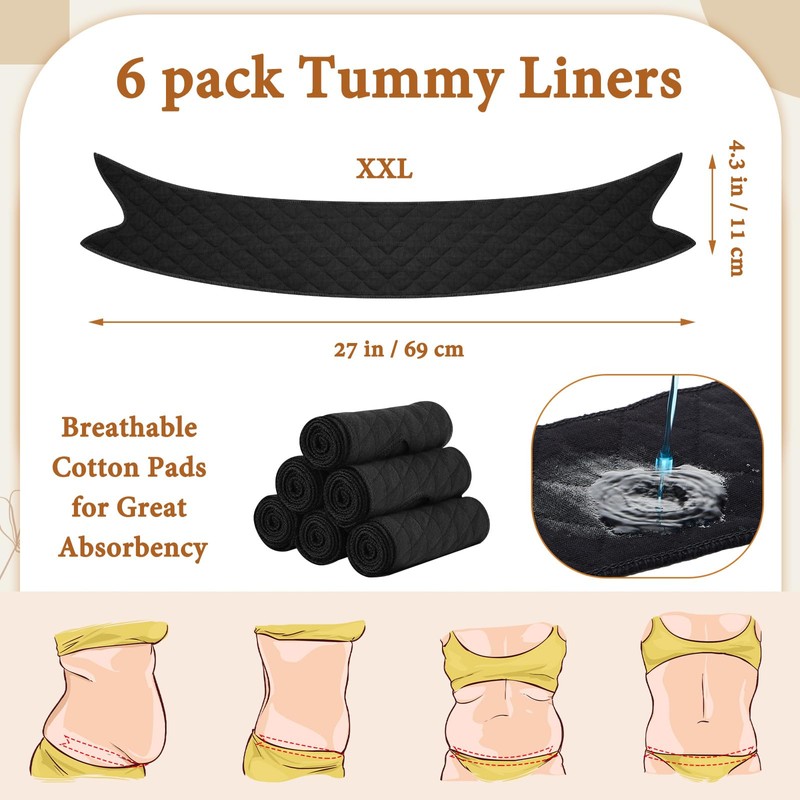 Wesnoy 6 Pcs Cotton Tummy Liners for Sweat Rash Under