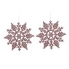 12pk Glitter Snowflake Hanging Decorations, Christmas Tree Snowflake Baubles/Ornaments (Rose