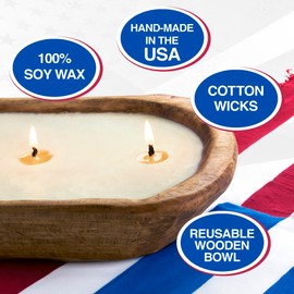 Dough Bowl Candle Company Warm Cinnamon Buns Soy Candle - 3 Wick Candle Essential Oil Wax Melts, Rustic Farmhouse Decor Odor Eliminator, 20 Ounce All-Natural Soy Candles Gifts for Women and Men
