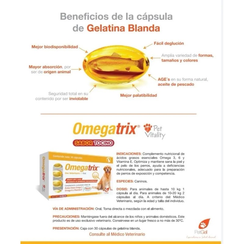 Omegatrix Suplemento Nutricional Perro Caps Omegas 3y6