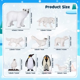 19 Pcs Arctic Animals Figurines Set, Arctic Animals Habitat Diorama, Polar Animal Figurine Polar Bear Penguin Figurines Toys Model Pine Trees Artic Diorama Supplies for DIY Crafts Gifts School Project