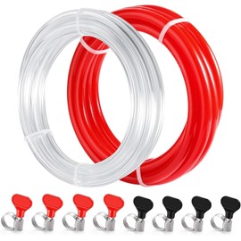 Kegerator CO2 Gas Line Beer Gas Line ID 5/16 Red Gas Line ID 3/16 Beer Line Beer Hose with 8PCS Hose Clamps for Home Brewing