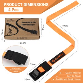 CLOPAE Lashing Straps Short, Pack of 4 Lashing Straps with Clamping Lock, Length 40 cm, Width 20 mm, 200 kg Load Capacity, Lashing Strap for Roof Rack, Bicycle, E-Bike, Kayak Lashing Strap