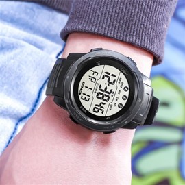 TOPINCN Reloj Deportivo Digital, WR50M Impermeable para Hombre Reloj Deportivo para Correr Multifuncional Luminoso para Exteriores (Negro)