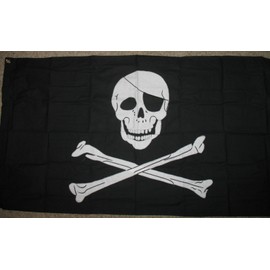 Pirate Jolly Roger with Patch Embroidered Sewn Flag 3'x5' Cotton Banner with Clips
