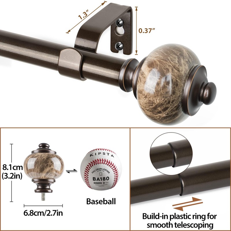 KAMANINA 1 Inch Curtain Rods for Windows 48 to 84