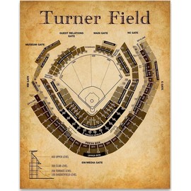Turner Field Seating Chart-28x36 Unframed Poster - Vintage Turner Field Art, Braves Stadium Map & Diagram, Baseball Diagram, & Sports Memorabilia – Great for Fans, Man Caves, Game Rooms, & Sports Bars