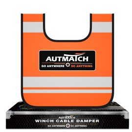 AUTMATCH Winch Cable Damper - Winch Damper for Safety Offroad Rope Recovery and Reducing Cable Recoil, Winch Strap Dampener with Reflective Strips and Storage Pocket, Orange