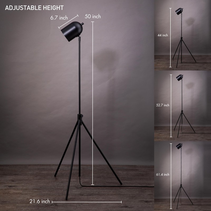 O'Bright Helios - Adjustable Tripod LED Floor Lamp, Dimmable, Swivel