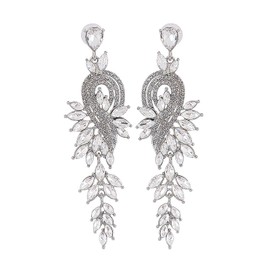 arete colgantes de araña para mujer, aretes de diamantes de imitación de marquesa, racimo de vidrio, novias, boda y novia, Metal, Circonia cúbica