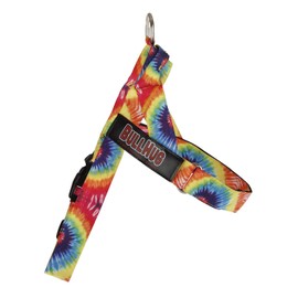 BULLHUG Harness – Made for Larger Chested Dogs Like English Bulldogs, French Bulldogs, Pugs & More. Stops Dogs from Pulling & Choking on Walks (TIE DYE, Medium)