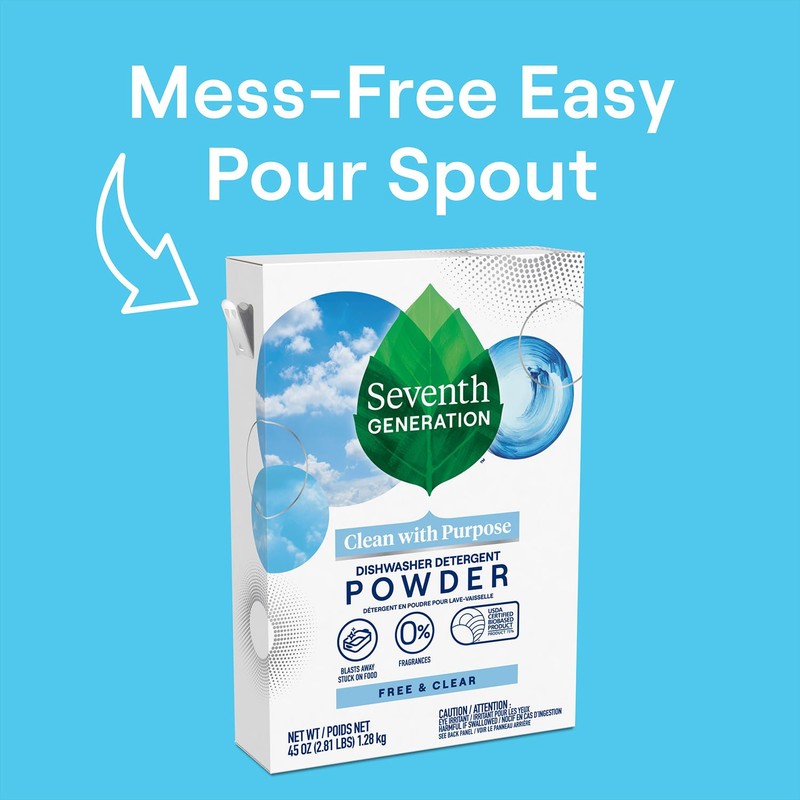 Seventh Generation Dishwasher Detergent Powder + Rinse Aid, Free &