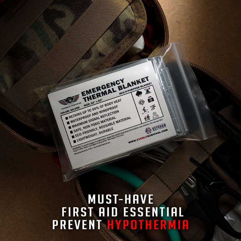 EVERLIT Survival Emergency Mylar Thermal Blankets -Space Blanket Survival kit