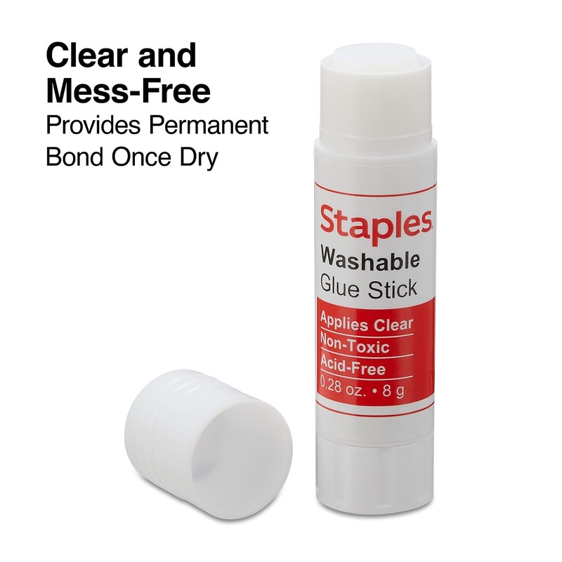 Staples Washable Glue Sticks .26Oz 4/Pack