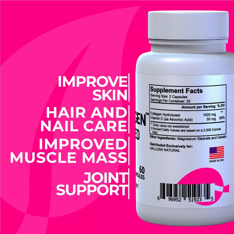 HALLUSA NATURAL HYDROLYZED COLLAGEN Complex - Vitamin C - Collagen