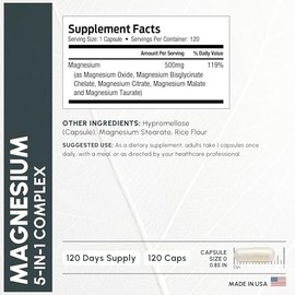 Forestleaf Complejo Magnesio 500mg Cápsulas Suplemento 500