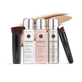 MagicMinerals AirBrush Foundation Set by Jerome Alexander - Complete 5pc Spray Makeup Set with Foundation, Primer, and Setting/Finishing Spray - for Smooth, Radiant Skin (Light)