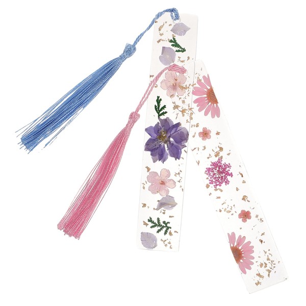 Parliky Handmade Dried Flower Bookmark Set Cute Resin Tassel Bookmarks