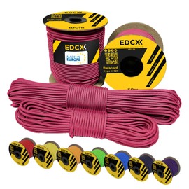 EdcX 3 mm Nylon Paracord 425 (50 and 100 m) - Type II, 100% Nylon Rope, 3 Stranded Rope, 3 mm Nylon Rope in Many Colours, Solid Colour (Soft Pink, 50 m)