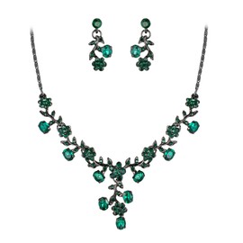 EVER FAITH Women's Jewellery Set Austrian Crystal Wedding Leaf Vintage Necklace Earrings Jewellery Set, Crystal, Crystal
