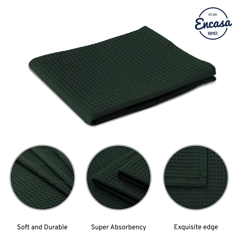 Encasa XO Kitchen Dish Towels Set | Dark Green |