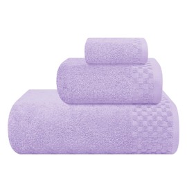 MyOwn Ultra Soft 3 Pack Cotton Towel Set, Contains a Bath Towels 28x55 inch, a Hand Towels 16x24 inch & a Wash Coths 12x12 inch, Ideal Everyday use, Compact & Lightweight - Purple
