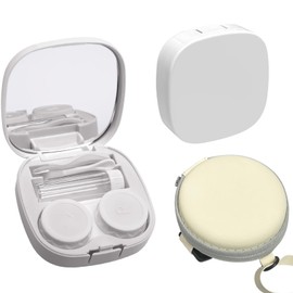 gamegalaxy Contact Lens Case, Portable Travel Colored Contact Lenses Applicator Remover Tool Kit with Mirror Tweezers for Daily Outdoor (White)