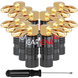 GearIT Right Angle Banana Plugs for Speaker Wire (6 Pairs, 12 Pieces), 90 Degree Pin Plug Type, (Non Conductive Coating) Spring Clips Speaker Banana Jack Terminals (Support 12 AWG to 20 AWG Wires)