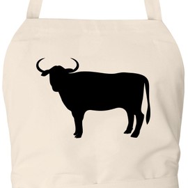 huuraa Apron Taurus Bull Silhouette Unisex Apron Cooking Apron Size with Motif for All Animal Lovers Gift Idea for Friends and Family, natural