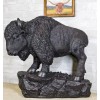 Large Southwestern Native American Bison Buffalo On Rock Rustic Statue