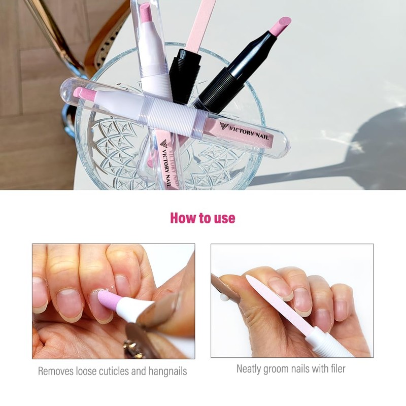 VICTORY NAIL 2PCS Victory Ceramic Stone Two-Way Nail Pusher &