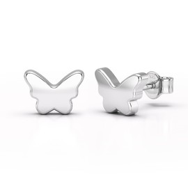 Heather Needham Sterling Silver Butterfly Stud Earrings for Women or Girls - Shiny Butterfly Jewellery - Size 9 x 7 mm - Gift Boxed