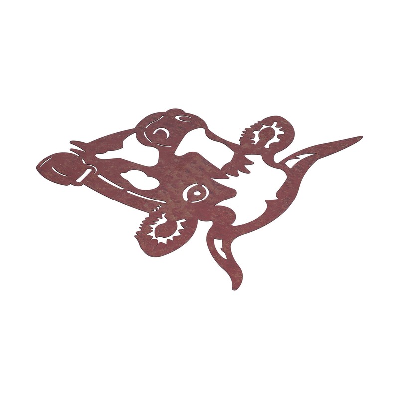 Peeping Cow Head Shape Animal Stake Decorative Metal Stake Garden