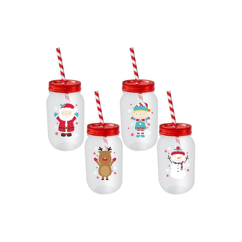 Widdle Gifts Christmas Mason Jar and Straw - Re-useable Sturdy