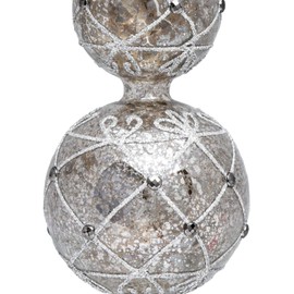Sikora SP4S große ausgefallene Christbaumspitze aus irisierendem Klar Glas mit Antik Silber Dekor H:30cm
