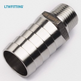LTWFITTING Stainless Steel 316 Barbed Connector 1/2 Inch Male BSPT x 1 Inch (25 mm) Hose Barb Fuel Gas Water (Pack of 5)