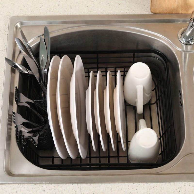 TQVAI Kitchen Dish Drainer Rack with Drying Board and Full-Mesh