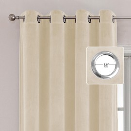 Aftercats Ivory Velvet Curtains - Elegant Grommet Curtains Thermal Insulated Soundproof Room Darkening Curtains Blackout Drapes for Classical Living Room Bedroom Decor 52 x 109 Inch Set of 2