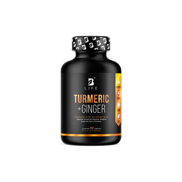 Crcuma Jengibre 90 Cpsulas 1400 mg por porcin. Adicionado con