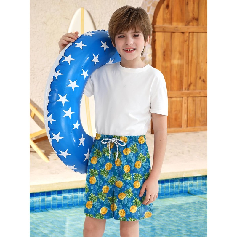 BesserBay Summer Boys' Swimming Trunks with Compression Liner Pockets UPF
