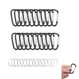 Paquete de 30 mosquetones de 2 pulgadas, mosquetón de aluminio, clip de llavero con anillo en D, pequeño mosquetón para llaves, camping, colgar, senderismo, correa de perro y uso diario